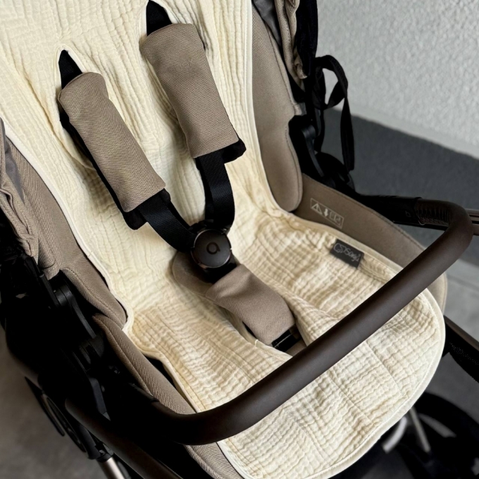Inserție pentru scaun auto sau cărucior din muselină, cappuccino (1)